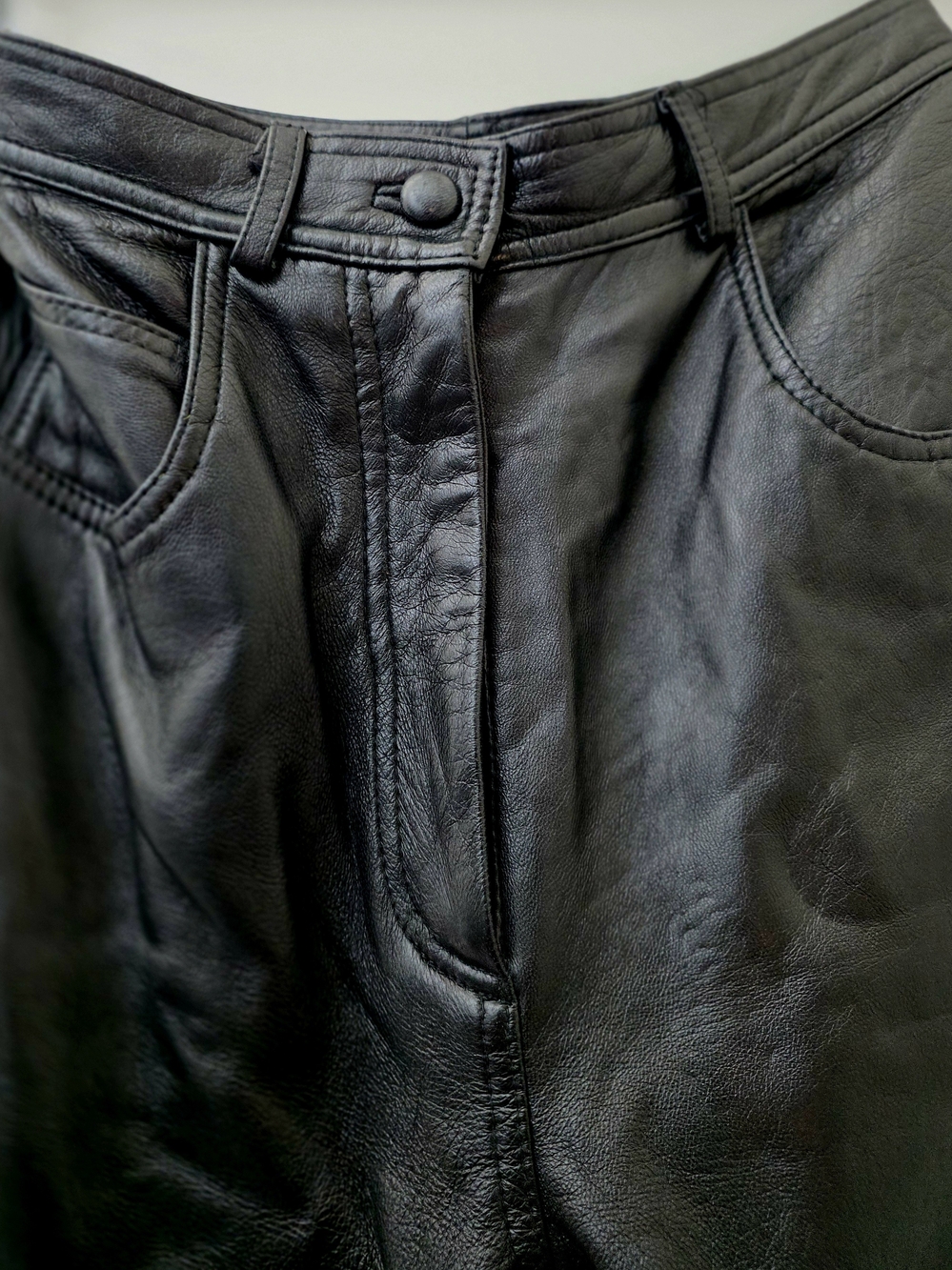π£ Vintage Rare 90s Black π€ Lambskin Leather ποΈ Bikercore Pants πSize 6 - Picture 13 of 16